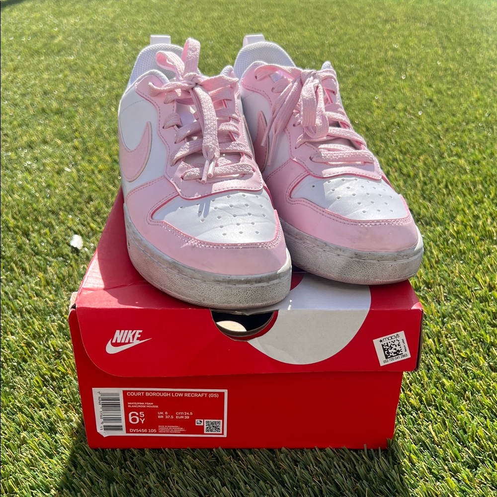Nike Pink and White Court Sneakers
